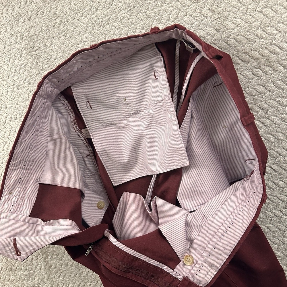 Peter Millar Dress Pants Men's 36x36 Pima Cotton Maroon Chino Office luxury golf - Picture 12 of 15